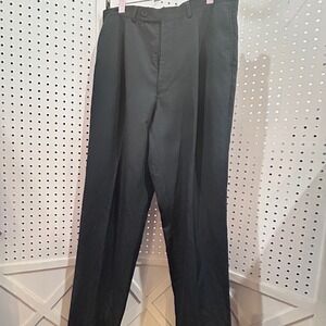 Geoffrey Beene Mens Classic Pleated Black Dress Pants 46R 40W